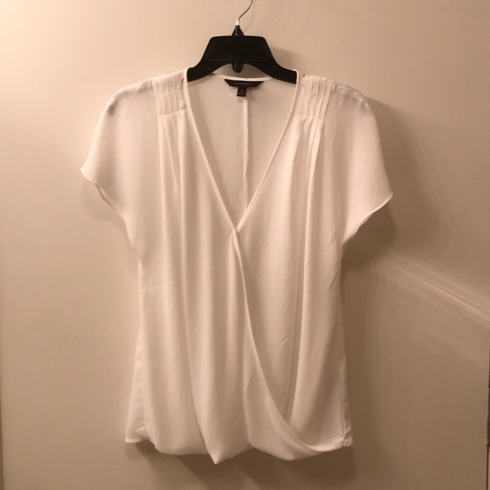 Sheer white shirt sleeve blouse